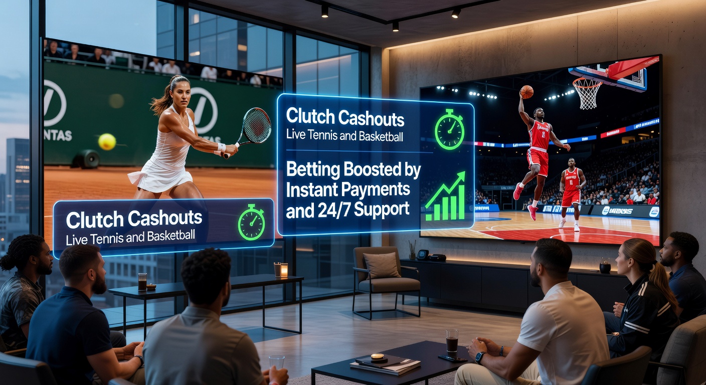 Dynamisches Live-Tennis-Match mit Cashout-Option auf dem Bildschirm, das die Spannung der letzten Sekunden einfängt