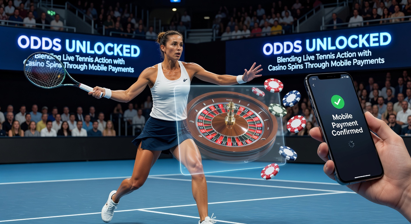 Grafik mit steigenden Quoten-Kurven für Tennis-Matches und Casino-Jackpots, verbunden durch Mobile-Pay-Icons
